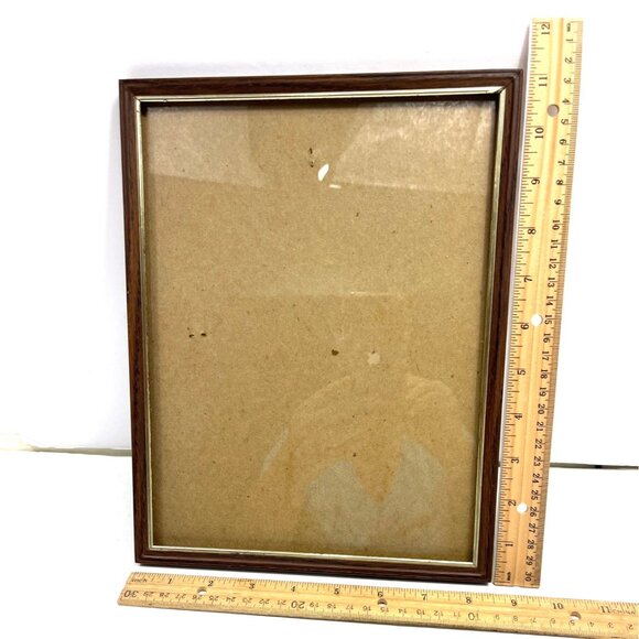 Vintage Wooden Frame With Glass & Gold Trim 8x10 90h - Picture 3 of 4
